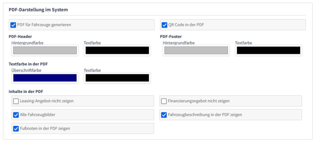 Einstellungsmöglichekeiten Fahrzeug-PDF