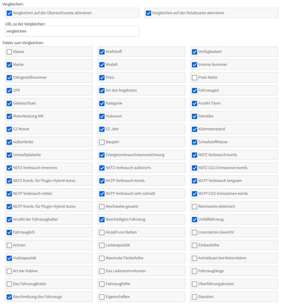 Fahrzeuge-Vergleich Administration