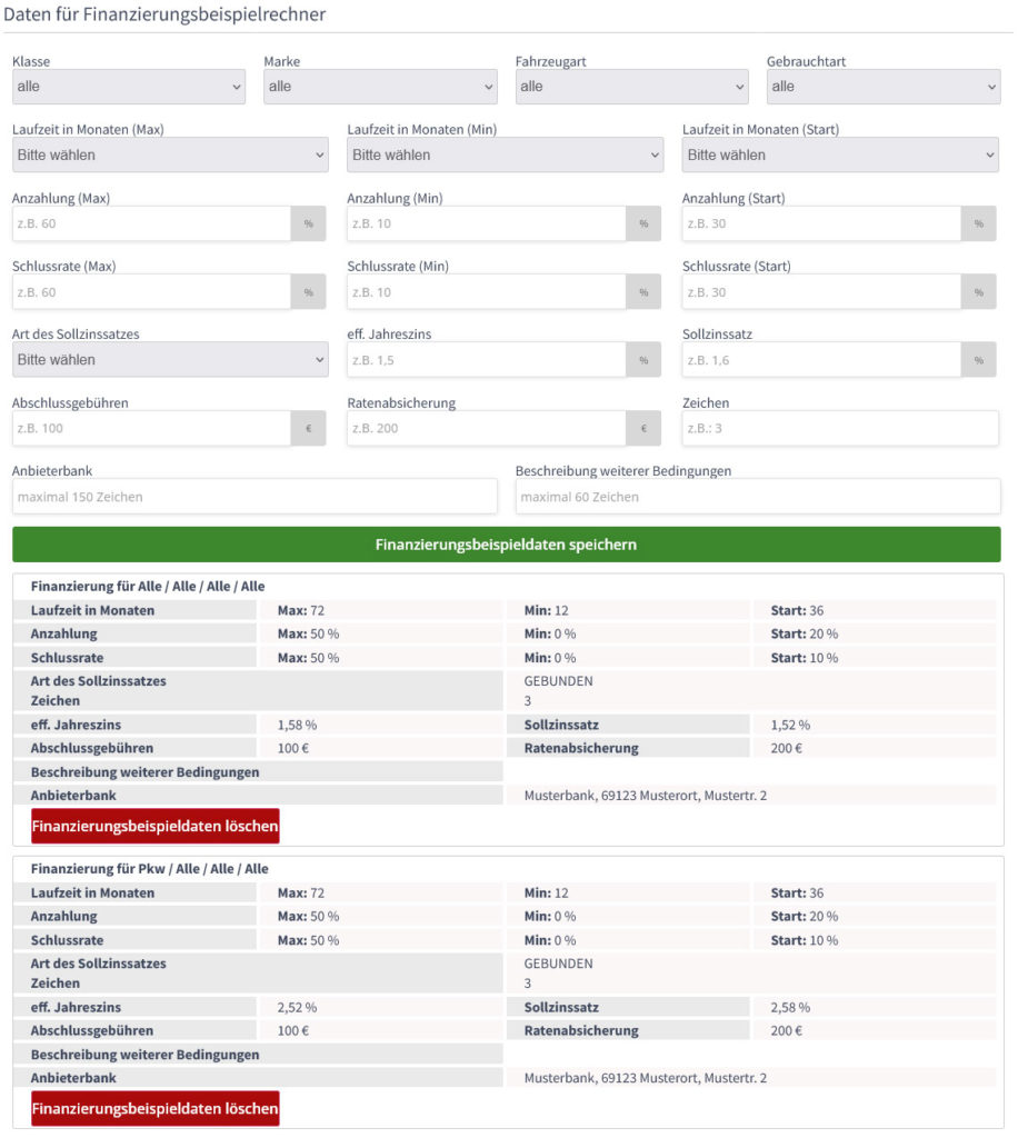 Finanzierungsbeispielrechner