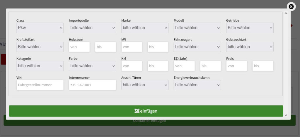 Container Element - Fahrzeuge aus dem Bestand